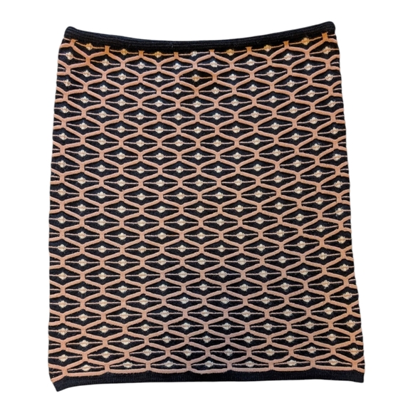 Missoni Women's Black Tan Textured Stretch Knit Mini Skirt Sz 6 - Picture 1 of 6